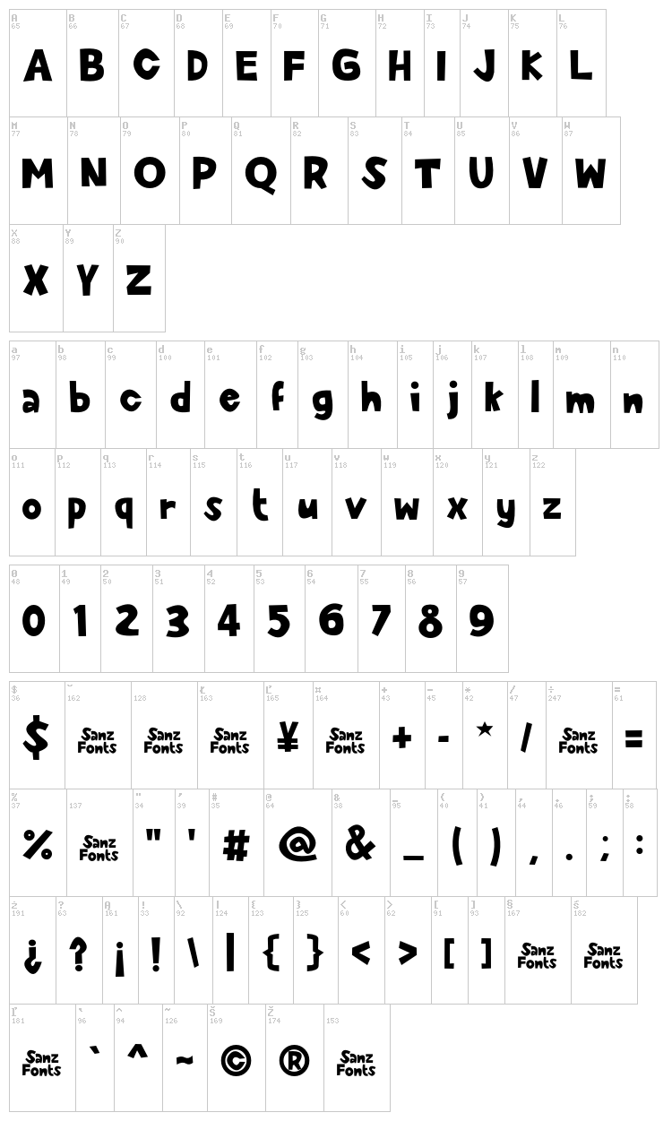 Cute Enung font map